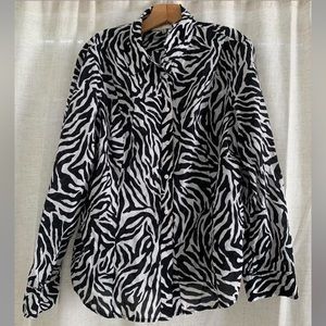 Black White Zebra Animal Print Top